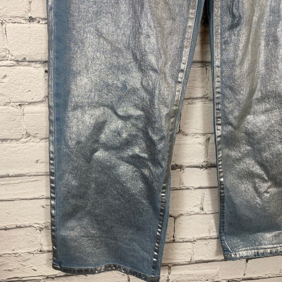 Wild Fable Silver Metallic Wide Leg High Rise Jeans size 0 - Picture 4 of 8